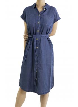Vestito in denim con cinta e bottoni Only